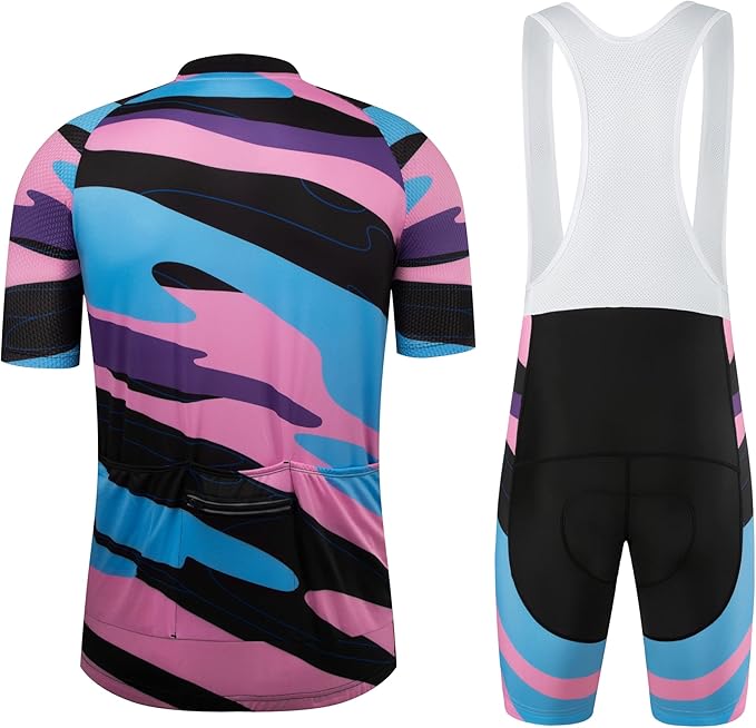 Coconut Ropamo CR Men's Cycling Jersey Set Road Bike Jersey Zipper Pocket Bib Shorts with 4D Padded Cycling Clothing Set