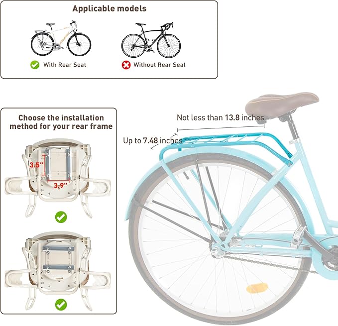 Kid's Bike seat Rear Child Carrier Bike Chair for Bicycle Kids seat for Children 2~4 Years,Weight 55 lbs