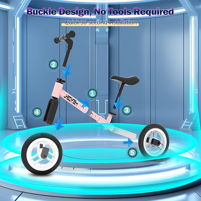 Colorful Lighting Balance Bike 2 Year Old, 2-5 Year Old Toddler Balance Bike, No Pedal Bikes with Adjustable Handlebar & Seat, 2 3 4 5 Year Old Boy Girls Birthday Gifts Toys.