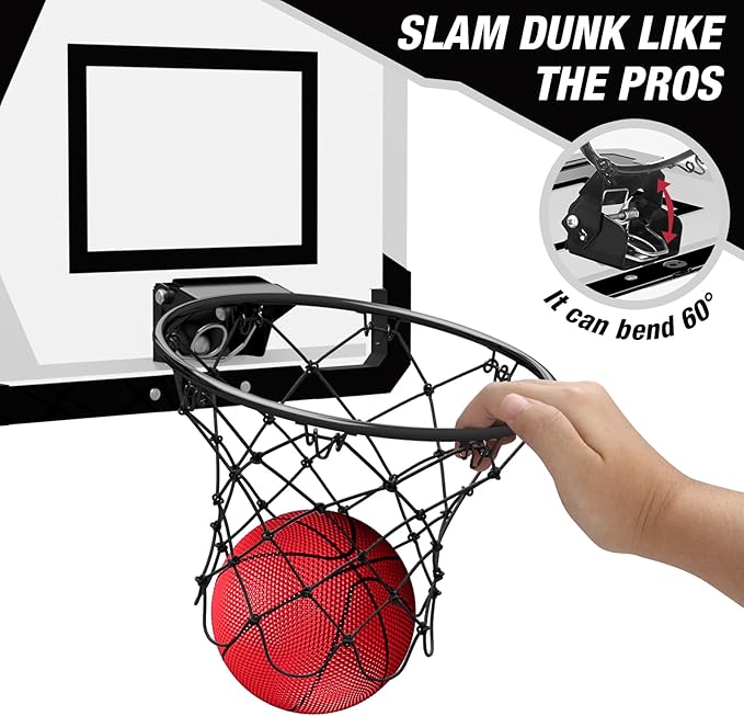 2 Player Basketball Game, Dual Shot Over The Door Mini Basketball Hoop Indoor with Scoreboard, Basketball Toy Gifts for Kids Boys Girls Adults, Suit for Bedroom/Office/Outdoor/Pool, Black