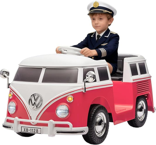 6V Electric Ride on Car, Licensed Volkswagen Ride on Bus for Kids with Led Light, Horn and Music, Battery Powered Ride on Toy for Kids - Gift for Toddler