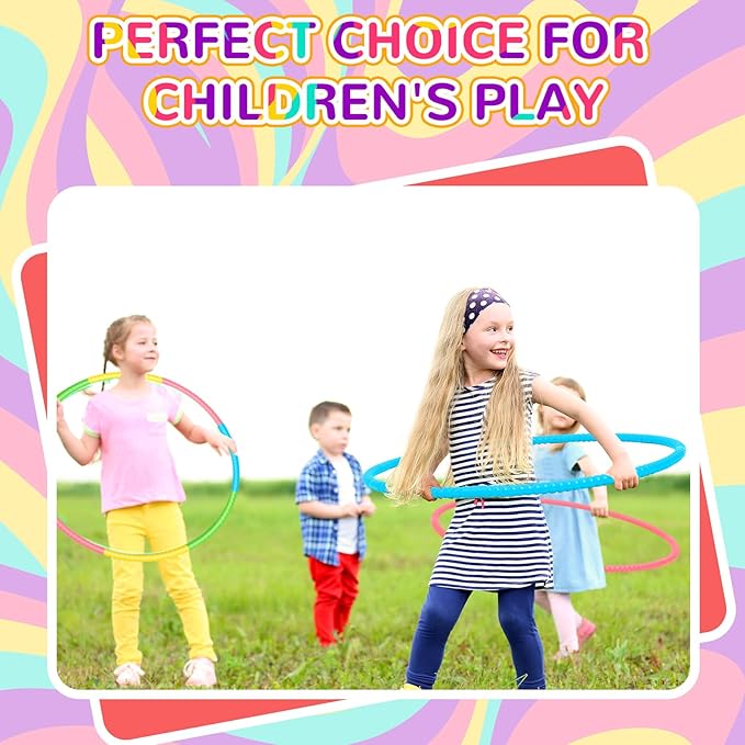 Libima 16 Pcs Toy Color Hoop for Kids, Detachable Adjustable Light Weight Plastic Colored Hoops Toy Circles for Party Games, Dance, Dog Agility