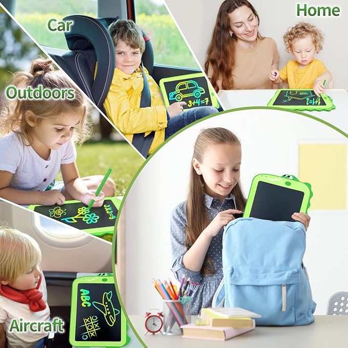 LCD Writing Tablet for Kids - 8.5 Inch Colorful Dinosaur Doodle Pad, Educational Drawing Board, Gift for 3-8 Year Old Boys and Girls, Ideal for Birthday, Party, and Learning Fun (Standard)