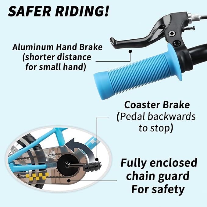 Glerc NuNu 12 14 16 Inch Kids Bike BMX Style for 2-8 Years Old Boys Girls, Toddler Bicycles with Training Wheels & Coaster Brake, Multiple Colors