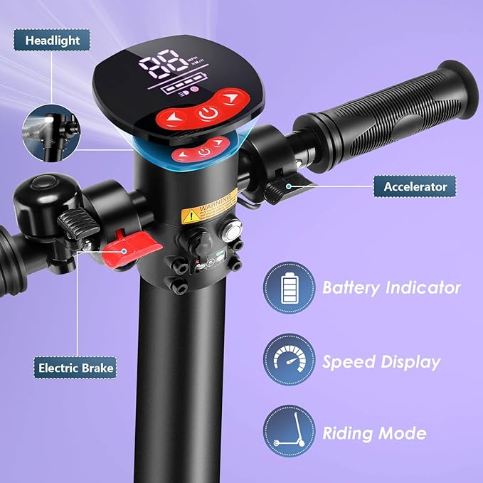 Caroma Electric Scooter for Kids Ages 6-14, 250W Motor Foldable Kids Electric Scooter,160 Mins Ride Time & 3 Speeds (6/10/15 Mph), LED Display & Dual Brake,Best Gift for Girls and Boys