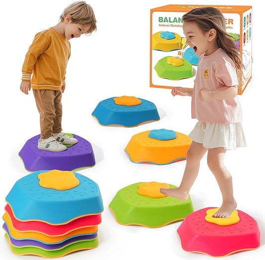 5-Pack Stepping Stones for Kids with Sound Effects - Balance & Coordination Toys for Toddlers Ages 3+, Indoor/Outdoor Play with Interactive Sensory Feedback