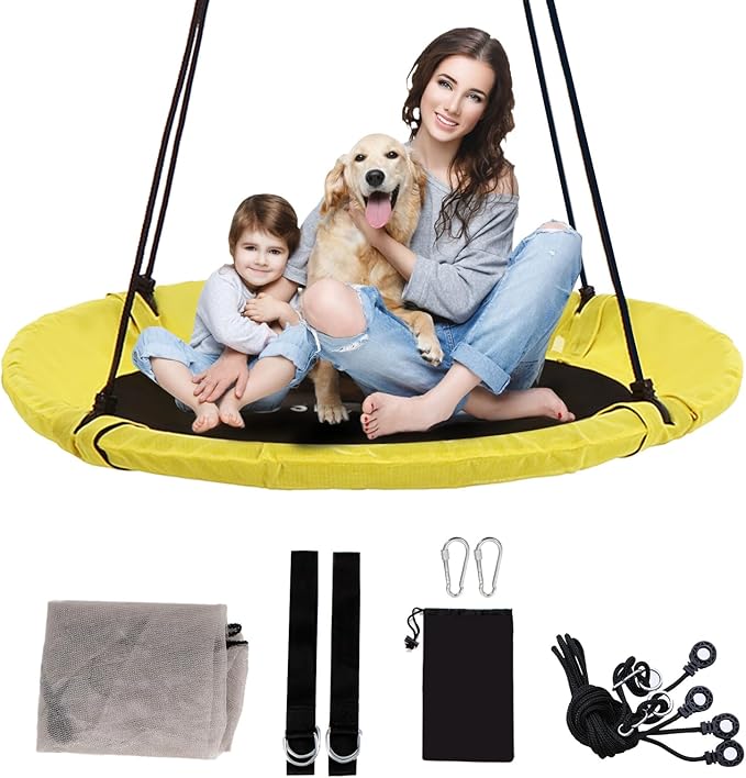 SkyBound Tree Swing Saucer Swing - 600LB Weight Capacity - Outdoor Swing with Hanging Straps - Waterproof Tree Swings for Kids - Tire Swings for Trees - Durable Flying Swing Seat for Children