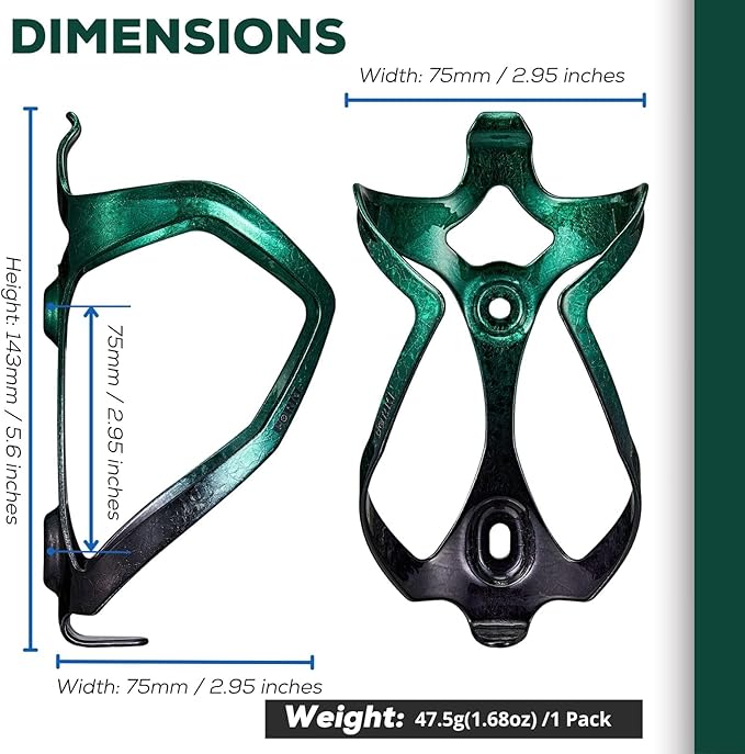 Bike Water Bottle Holder Bicycle Cage for Mountain Road MTB Gravel Adult Bikes Cycling Universal Carrier Rack 2 Pack Aluminum Alloy Ultralight Kettle Drink Accessories Green