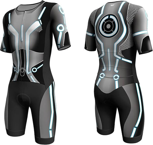 Logas Men‘s Triathlon Suit Trisuit Race Skinsuit Cycling Speed Suit Swimskin Bike Swim Run