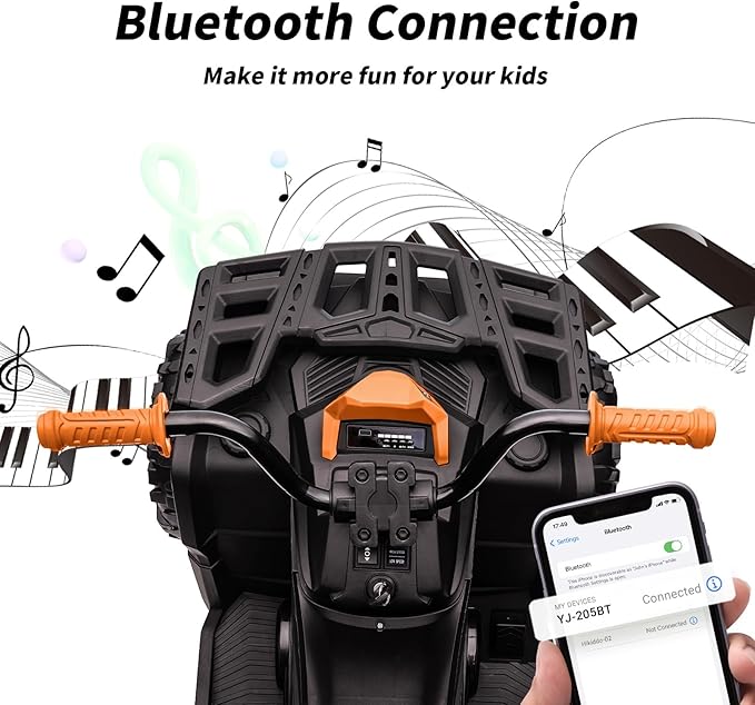 Kids ATV 4 Wheeler, 24V 4WD Electric ATV Ride On Toy for Big Kid with 2-Seater, 4x200W Motor - Orange