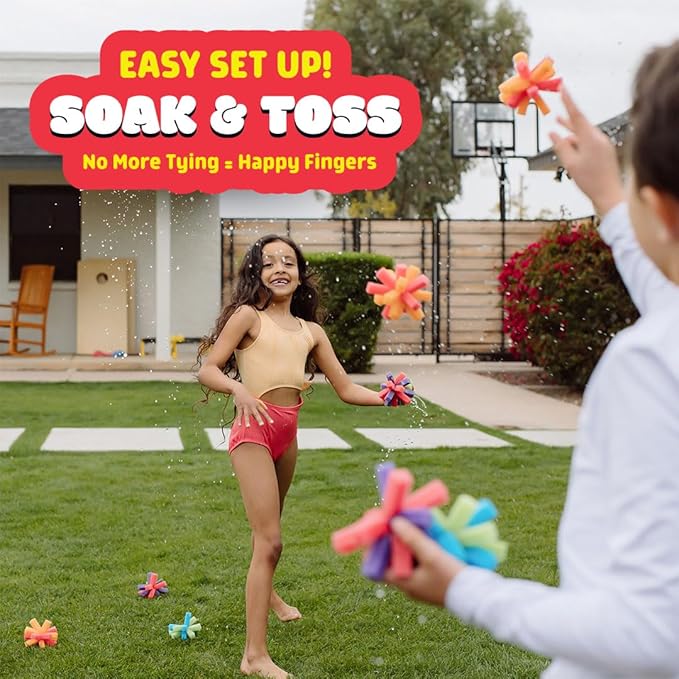 Chuckle & Roar - Reusable Sponge Balls - Eco-Friendly Water Balloon Alternative - Less Mess Family Outdoor Fun - Perfect for Preschool and Up! - Multicolor 40 Pack with Storage Bag