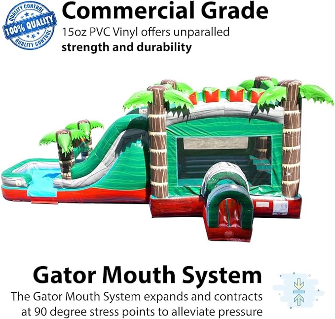 TentandTable Inflatable Bounce House Water Slide for Kids 5-12 Large, Commercial Grade Mega Bouncy Castle for Adults, Jump House, Includes Electric Air Blower, 32' L x 16' W x 15' H, Red Marble