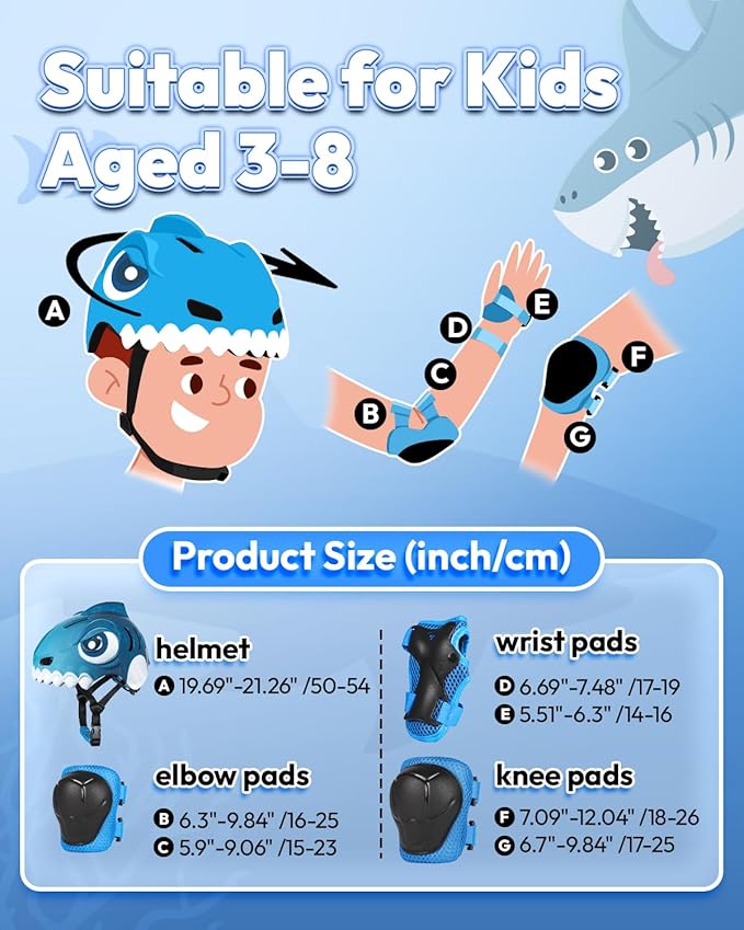 Bike Helmet for Kids 3-5-8 Toddler Bike Helmet Animal 3D Cartoon Boys Girls Safety Adjustable Kids Helmet and Pads Set for Cycling Scooter Skateboard