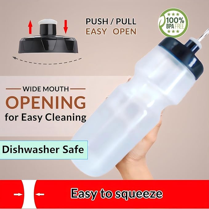 Sports Squeeze Water Bottle, 24 oz Cycling Water Bottle, BPA-Free, Leak-proof, Suitable for Cycling Gym Hiking Outdoor Hydration. (Clear) (1)