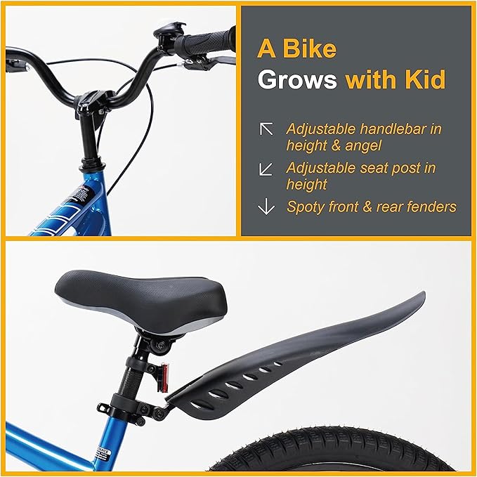 RoyalBaby Kids Bike EZ Balance to Pedal Dual Handbrake Toddlers Boys Girls Bicycle 12-20 Inch for Age 3-10 Years