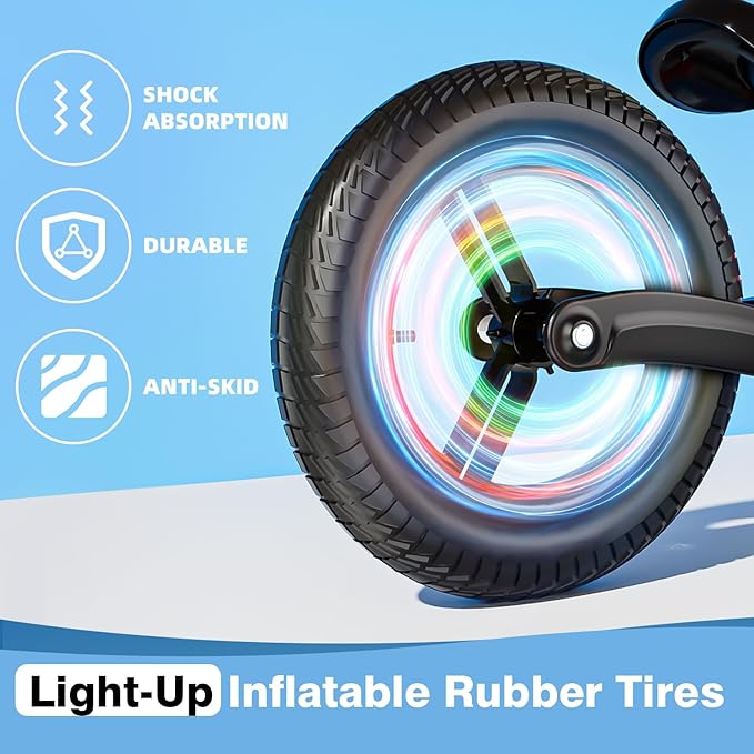 Ridego 12 Inch Balance Bike for Kids 2-4 Year Old,Lightweight Kids Bike with Adjustable Seat, Push Bicycle with Air Rubber Tires，Ride-on Toys Birthday Gift