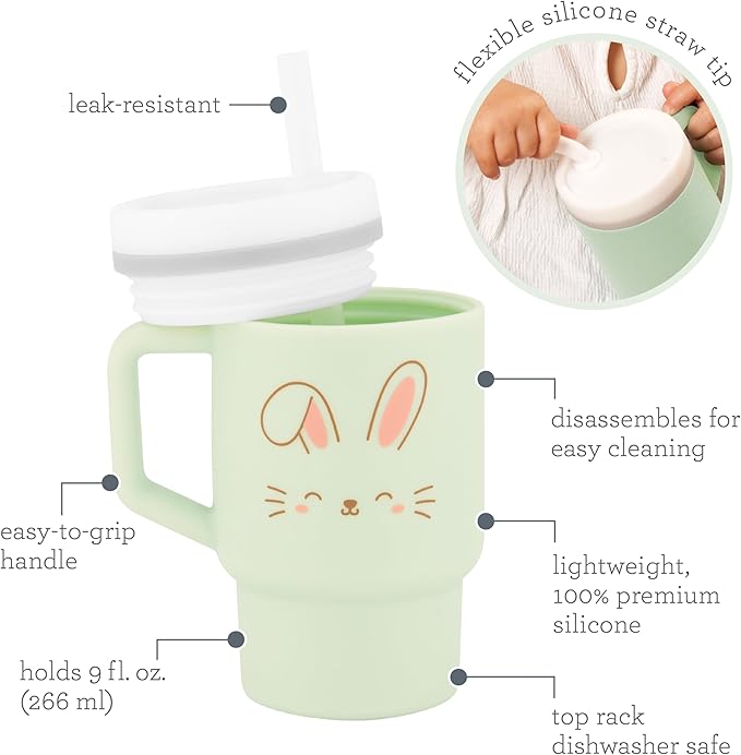 Infantino My 1st Tumbler, Silicone Sippy Cup with Straw & Handle, Spill-Resistant Baby Cup for On-the-Go, BPA-Free Transition Bottle