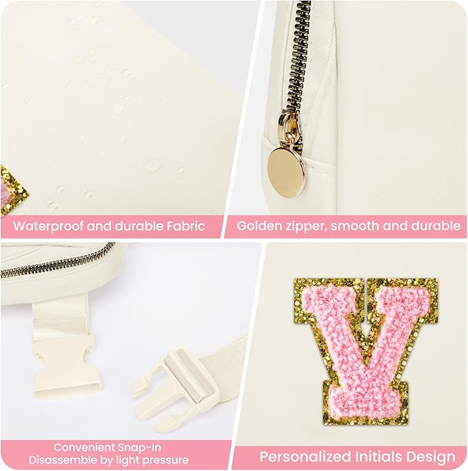 Birthday Gifts for 6 7 8 9 10 11 12 13 Year Old Girls, Fashion Waist Packs Crossbody Bags for Women Girls Kids, Fanny Pack Belt Bag Gift Idea for Tween Daughter Granddaughter Niece (Beige, V)