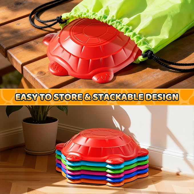 6 PCS Turtles Stepping Stones for Kids Aged 3 4 5 6 7 8, Sensory Non-Slip Stackable Toys for Toddlers 3-5, Outdoor Indoor Balancing Coordination, Obstacle Boys Toys, Birthday Gifts for 3-8