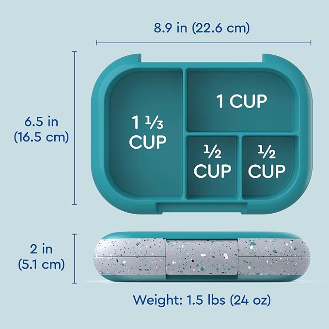 Bentgo Chill Kids Leak-Proof Lunch Box - 4-Compartment Bento Box with Built-In Ice Pack, 3.3 Cup Capacity, PFAS & BPA-Free, Microwave & Dishwasher Safe, Ideal Size for Ages 3 to 7 (Truly Teal)