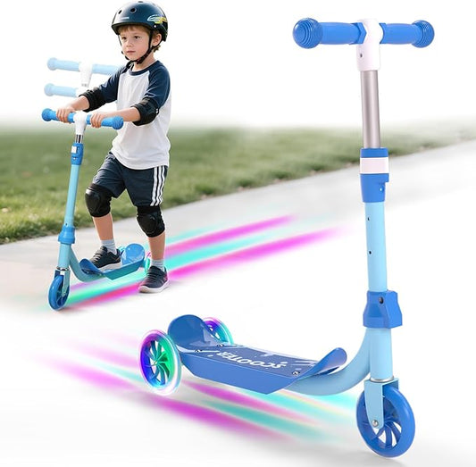 Kids Kick Scooter with Adjustable Height & LED Flash Wheels | 3 Growing Levels | Outdoor Fun for Boys & Girls