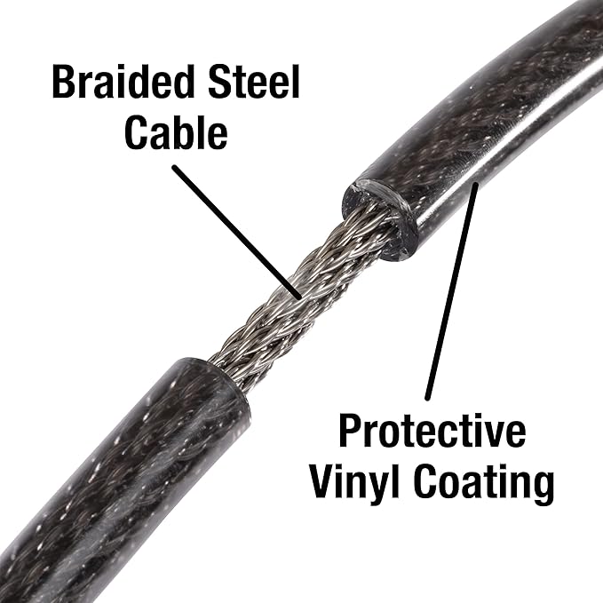 Master Lock Black Set Your Own Combination Bike Lock, Metal Cable Lock has a Weather Resistant Vinyl Coating for Outdoor Durability, 5 Feet Long, 8370D