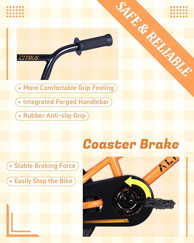 12 14 16 20 Inch Kids Bike BMX Style Bicycle with Training Wheels for 2-14 Years Old Toddlers Boys Girls Coaster Brake Multiple Colors