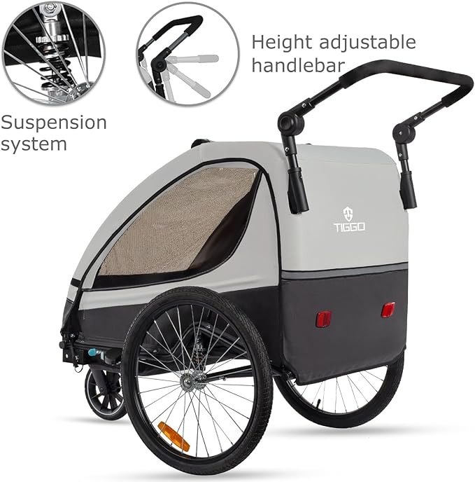 TIGGO VS Suspension Bike Trailer & Stroller 2 in 1 Double Seat for Toddlers, Kids, Child Bicycle Carrier Jogger