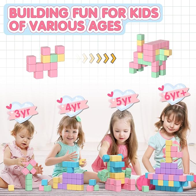 32pcs Magnetic Blocks Building Cubes for Toddlers, Classroom Must Haves Creative Learning Kids Gifts, Preschool Montessori Sensory Autism Magnet Toys for Boys and Girls Ages 3 4 5 6