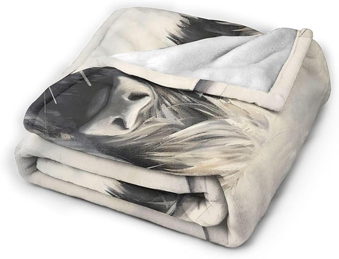 Highland Cow Throw Blanket - Farm Animal Gifts and Decor - Soft, Warm, Cozy Fleece for Couch, Sofa, Bed - 60"x50"