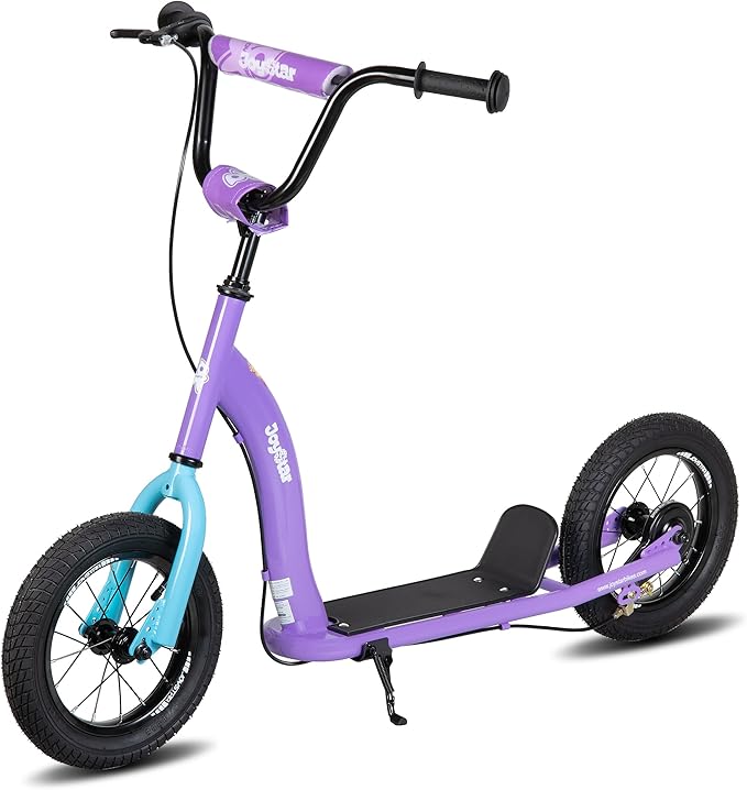 JOYSTAR Kick Scooter for Kids 5+ Teens & Youth, Lightweight Kids Scooter with Adjustable Handlebar, 2 Wheel Scooter for Boys & Girls, 12" Inflatable Wheels Rear Drum Brakes