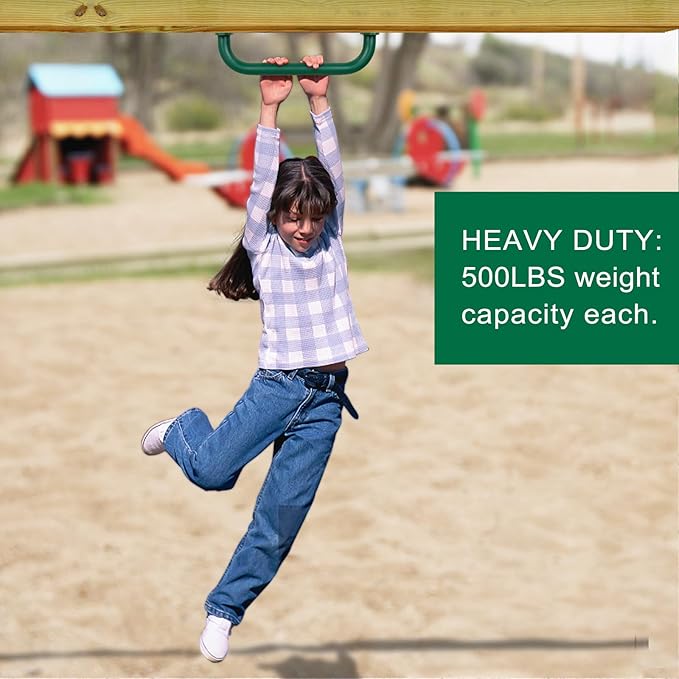 SELEWARE 6-Pack 12-Inch Green Metal Playground Safety Handles – Heavy-Duty, Non-Slip Grab Bars for Indoor/Outdoor Kids’ Playsets, Swing Sets, Playhouses, Treehouses, Jungle Gyms & Climbing Frames