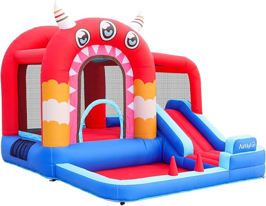 AirMyFun Inflatable Bounce House,Bouncy Castle with Air Blower,Play House with Ball Pit,Inflatable Kids Slide,Jumping Castle with Carry Bag