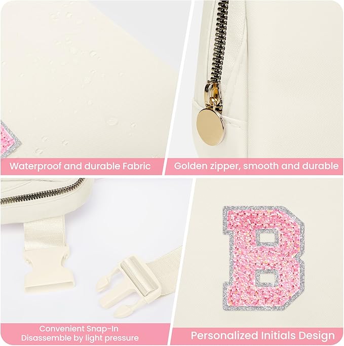 Christmas Gifts for Girls Women, Friend Birthday Gift for Women, Birthday Gifts for Girls Teen Kids, Mini Fanny Pack Crossbody Bag Belt Bag Fashion Waist Packs Cute Trendy Stuff（Cream, B)