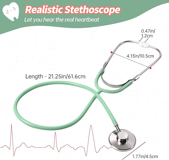 Durable Doctor Kit for Kids, 27 Pcs Deluxe Pretend Play Medical Kit Toy with Real Stethoscope, Doctor Kit for Toddlers Boys Girls Christmas Birthday Gift (Green)