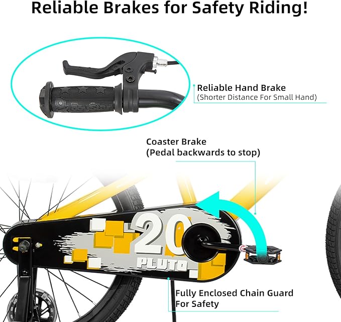 JOYSTAR Pluto 12 14 16 18 20 Inch Kids Bike with Light Up Training Wheels, Kids' Bicycle for Boys Girls Age 3-12 Years, Children Bikes, Multiple Colors