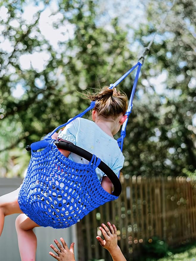 Swing Seat for Kids Heavy Duty Rope Play Secure Children Swing Set,Perfect for Indoor,Outdoor,Playground,Home,Tree,with Snap Hooks and Swing Straps,440 lbs Capacity,Blue