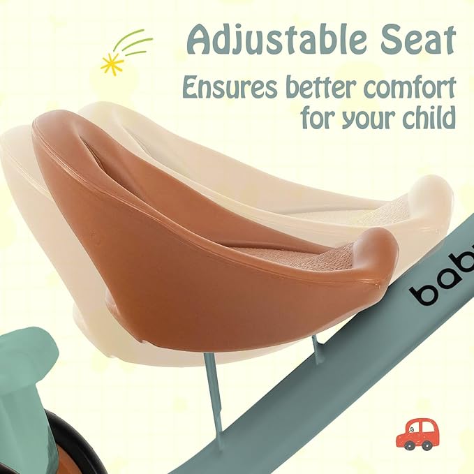 BABY JOY Toddler Tricycle, Kids Trike with Adjustable Seat and Storage Basket for Boys Girls Indoor and Outdoor Riding, Toddler Trike for Baby 3-5 Years Old (Green)