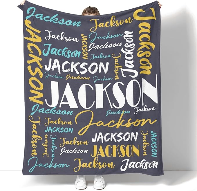 Dr.TOUGH Personalized Name Blanket Personalized Blanket for Adult Kids Flannel Customized Personalized Blankets and Throws