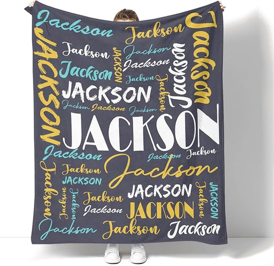 Dr.TOUGH Personalized Name Blanket Personalized Blanket for Adult Kids Flannel Customized Personalized Blankets and Throws