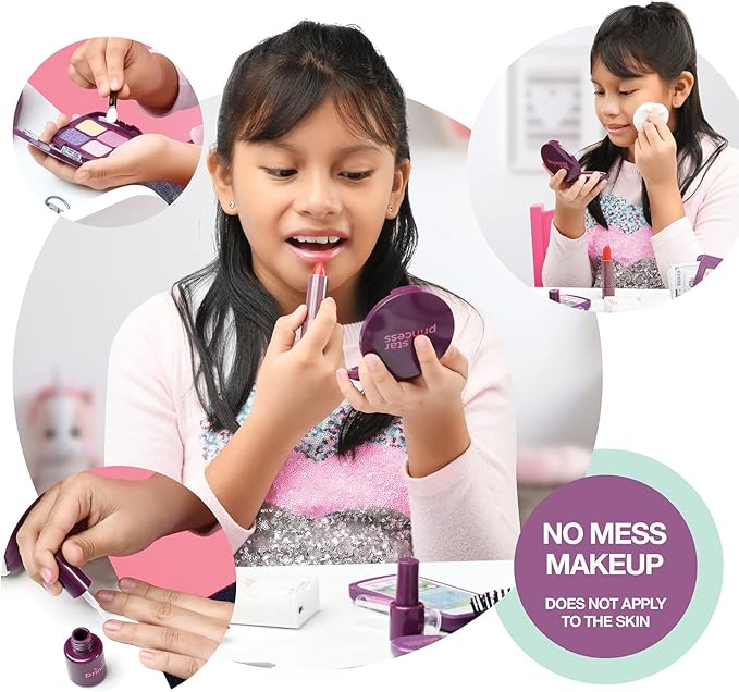 Play Purse for Little Girls - Toddler Purse with Accessories and Pretend Makeup, Kids Toy Purse Includes Handbag, Phone, Wallet, Play Makeup Pretend Play Toys Birthday Gift for Girls Age 3 4 5 6 7 8 +