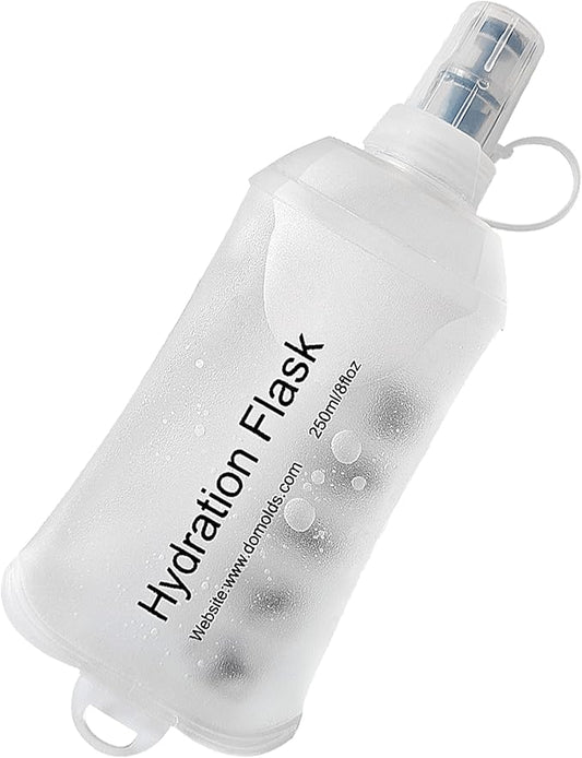 CLINTT 250ml Soft Flask, Foldable Running Water Bottle, TPU Folding Soft Water Flask, BPA-Free Collapsible Flask for Hydration Pack Running Vest, Cycling, Climbing, Hiking - 1Pcs, White