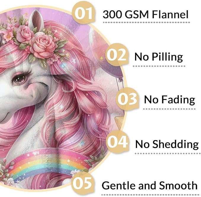 Unicorn Blanket Gifts, 60 x 80 Inches Soft Lightweight Blankets for Girls, Women - Pink Cute Throw for Bed, Living Room