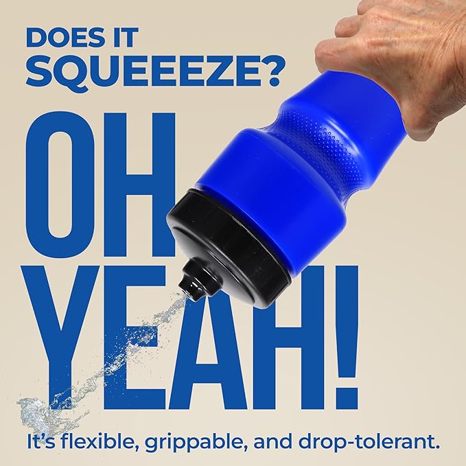 Rolling Sands USA Made 24 oz Sports Squeeze Water Bottles, 8 Pack, BPA-Free, Easy Drink One Way Flow Valve, Fits Most Bike Cages, Dishwasher Safe, Durable, Reusable and Lightweight, Red/Blue
