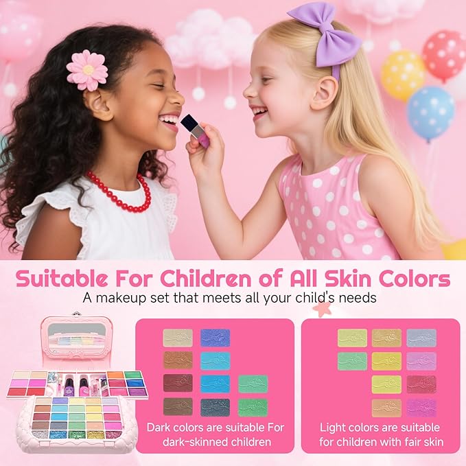 Kids Makeup Kit for Girl - Kids Makeup Sets for Girls 5-8, Real Washable Girls Makeup Kit, Little Girl Makeup Set & Princess Toys Christmas Birthday Gift for 3 4 5 6 7 8 9 10 11 12 Year Old
