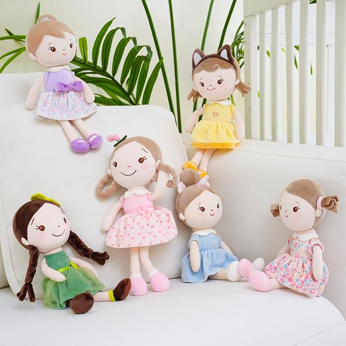 GAGAKU Soft Plush Baby Doll for Girls (12") - My First Baby Doll Gift for Girls, Toddlers & Infants, Machine Washable Rag Doll Toy - Cherry Girl