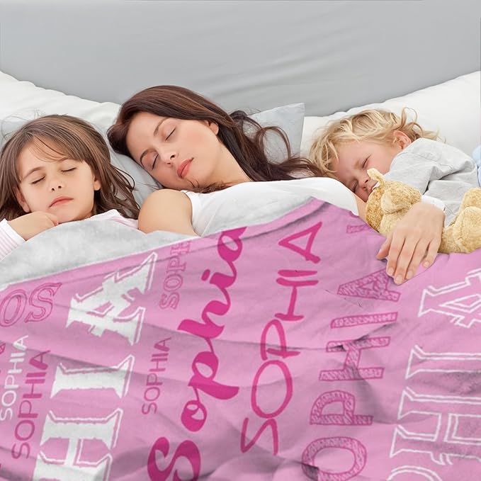 Ship Next Day, Personalized Baby Blanket with Name - Printed in USA, Custom Name Blanket for Boys Girls Kids, Customized Flannel Blankets Gifts for Teen Shower Toddlers Christmas Brithday