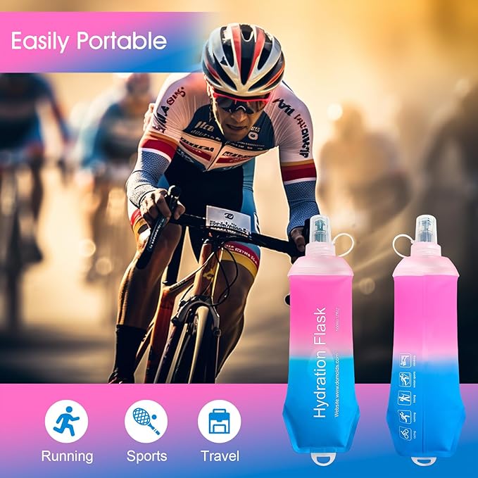 AXEN Soft Flask TPU Foldable Running Hydration Flask, Soft Collapsible Water Bottle for Hydration Pack Cycling Marathon Running Hiking