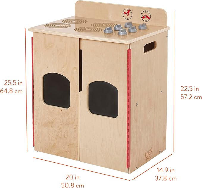 Chef's Station Kids Wooden Pretend Kitchen Stove, Play Kitchen, Natural