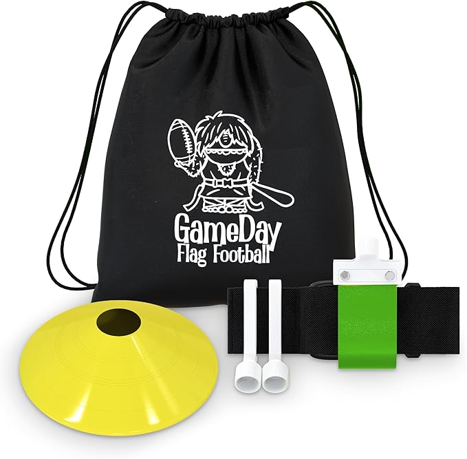 Gameday Flag Football Set – Kits for 2–14 Players w/Belts, Agility Cones & Carry Bag – Available in Multi Colors & Sizes